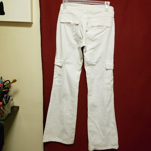 Vintage let me be Cargo-Flare Pants-velcro close pockets-mid rise-Sz.1-gplc - Picture 7 of 8
